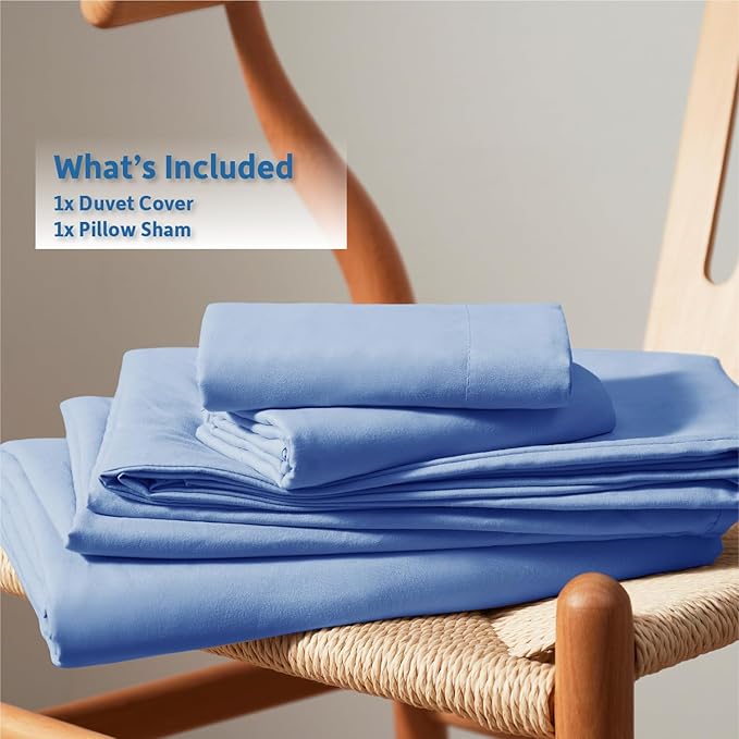 Nestl Twin Duvet Cover Set - Soft Double Brushed Calm Blue Duvet Cover Twin/Twin XL, 2 Piece, with Button Closure, 1 Duvet Cover 68x90 inches and 1 Pillow Sham