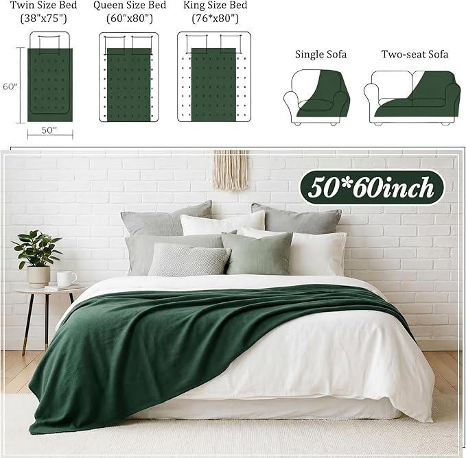 Kinlop Fleece Blanket Bulk 60 x 50 Inch Soft Lightweight Fleece Cozy Blanket Warm Throw Plush Pet Throw for Bed Couch Sofa Home Office Wedding Gifts Travel Camping(Green Tones,40 Packs)