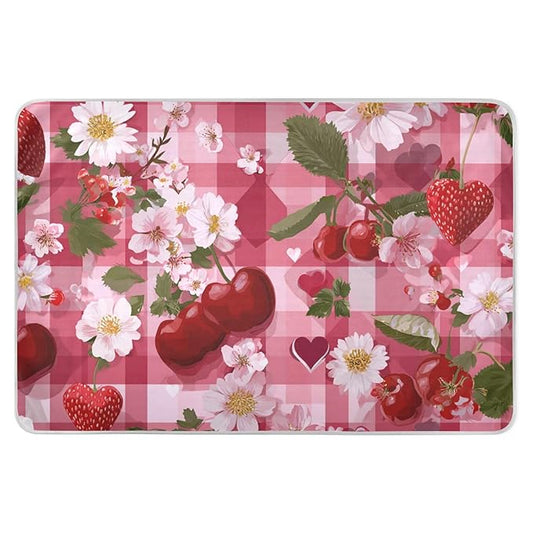 Waterproof Bed Pad Reusable Changing Pad Toddler Mattress Protector Large Pee Pad Baby Diaper Pad Soft Washable Liner Pink Red Checkered Floral Cherry Strawberry