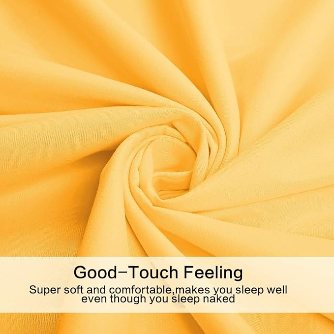 Twin XL Sheets Set 4 Piece - Hotel Luxury 1800 Bedding Sheets & Pillowcases - 1 Flat Sheet,1 Fitted Sheet and 2 Pillow Cases - Extra Soft Cooling Bed Sheets - Deep Pocket up to 16" (Yellow)