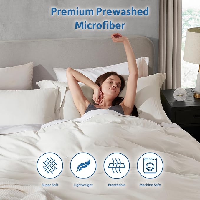 Nestl Off White Duvet Cover Full Size - Soft Prewashed Full Size Duvet Cover Set, 3 Piece, with Zipper Closure, 1 Duvet Cover 80x90 inches and 2 Pillow Shams - No Comforter