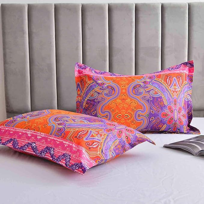 Nanko Twin XL Size Duvet Cover Set Boho Red and Green Colorful Striped Print Luxury Soft Microfiber Bedding Comforter Cover with Zipper Ties - Bohemian Western Bed Sets for Men and Women 2pcs 68 x 90