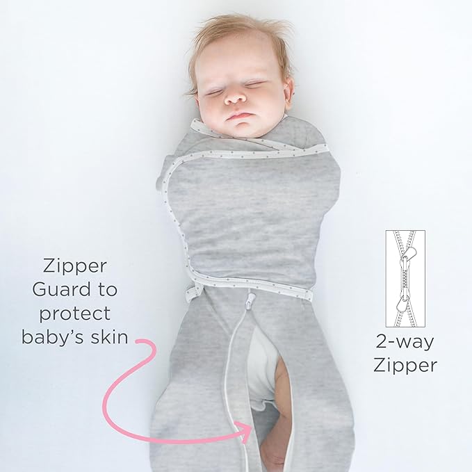 SwaddleDesigns 6-Way Omni Swaddle Sack, Arms Up Swaddle for Newborn, More Options to Calm Startle Reflex, Improves Sleep, Small, 0-3 Month, 6-14 lbs, Gray, Eat SleepRepeat