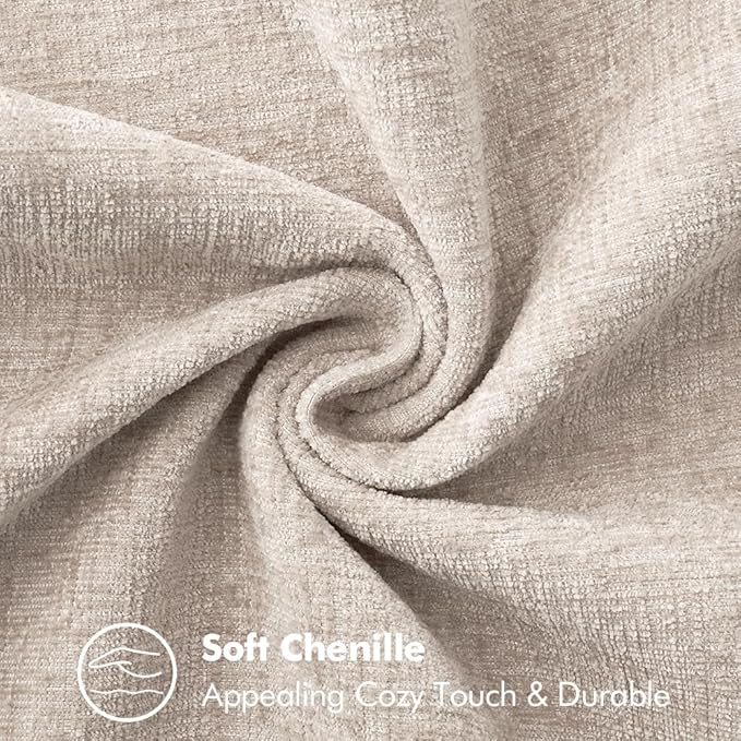 MIULEE Pack of 2 Couch Throw Pillow Covers 20x20 Inch Natural Beige Farmhouse Decorative Pillow Covers with Stitched Edge Soft Chenille Solid Dyed Pillow Covers for Sofa Bed Living Room