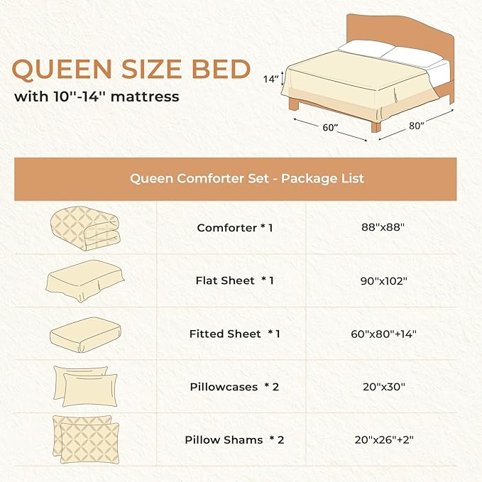 Sasttie Queen Comforter Set, 7-Piece Bed in a Bag, Pintuck Bedding Sets for All Season, Includes Comforter, Flat Sheet, Fitted Sheet, Pillowcases and Pillowshams, Blush Pink