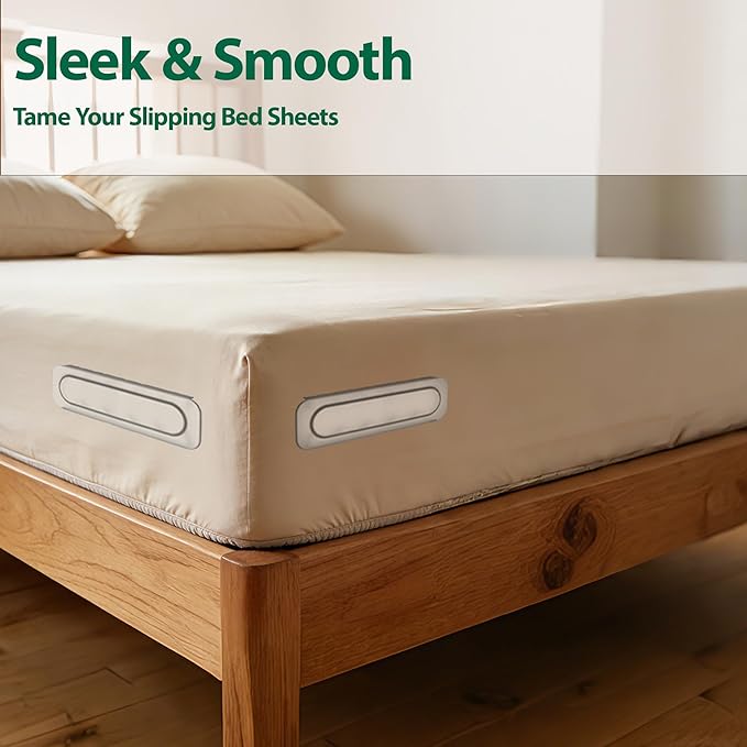 Upgrade Bed Sheet Holders for Corners, 8Pcs Bed Sheet Grippers with Non-Slip Base, Durable Heavy Duty Fitted Sheet Holders Keep Sheets Firm & Tight, Fit All Mattress Easy Install