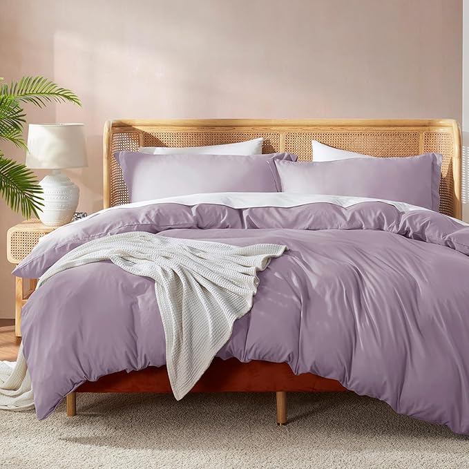 Nestl Twin Duvet Cover Set - Soft Double Brushed Dusty Purple Duvet Cover Twin XL, 2 Piece, with Button Closure, 1 Duvet Cover 68x90 inches and 1 Pillow Sham