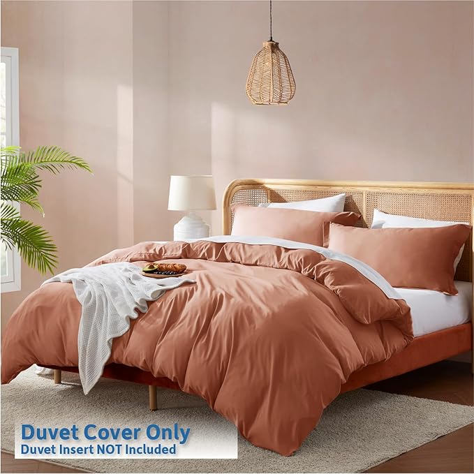 Nestl Twin Duvet Cover Set - Soft Double Brushed Rust Duvet Cover Twin XL, 2 Piece, with Button Closure, 1 Duvet Cover 68x90 inches and 1 Pillow Sham