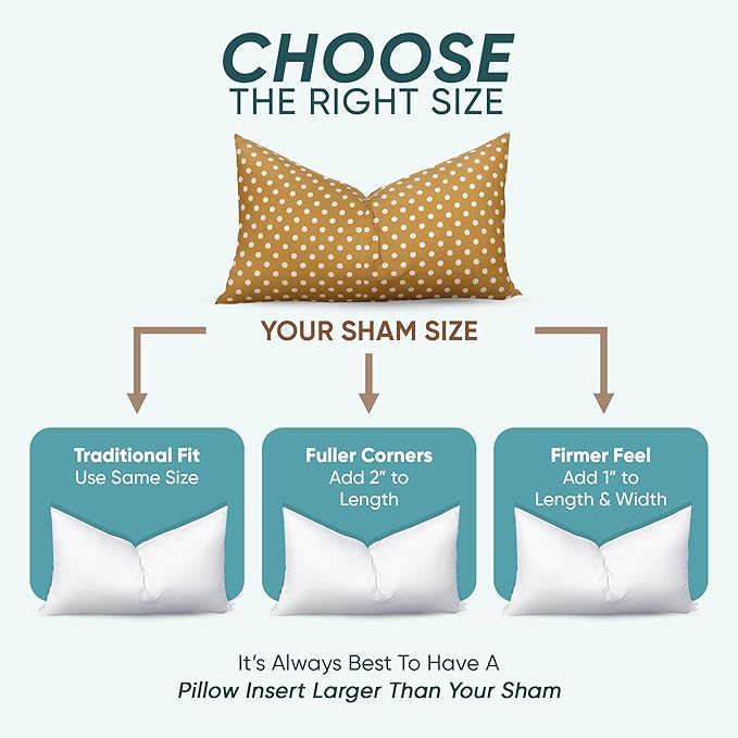 Pillowflex Synthetic Down Pillow Insert - 12x20 Down Alternative Pillow, Ultra Soft, Small Rectangle, Lumbar, Travel, Neck, Sleeping Pillow - 1 Decorative Pillow Form