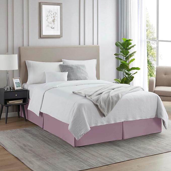 Nestl Dusty Purple Full XL Bed Skirt - Full XL Size Bed Skirt 14 Inch Drop - Brushed Microfiber Bed Skirts - Hotel Quality Pleated Bed Skirt - Shrinkage & Fade Resistant