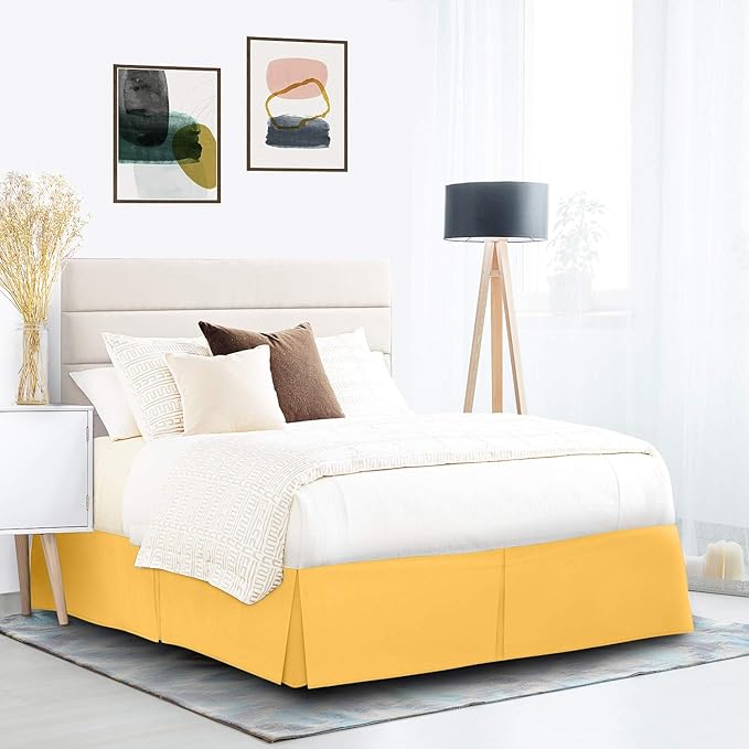 Nestl Yellow Full Bed Skirt - Full Size Bed Skirt 14 Inch Drop - Brushed Microfiber Bed Skirts - Hotel Quality Pleated Bed Skirt - Shrinkage & Fade Resistant