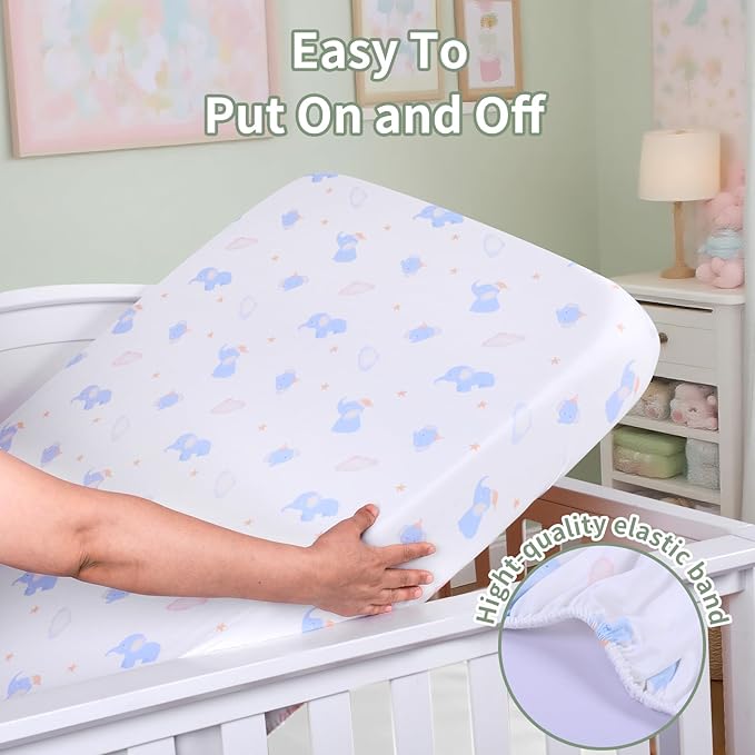 UOMNY Crib Sheet,Boys Girls Crib Sheets Baby Sheet for Standard Crib and Toddler Mattresses Nursery Bedding Sheet Crib Mattress Sheets for Boys and Girls 1 Pack Toddler Sheet