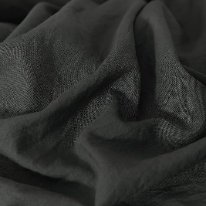 Bedorm Black Duvet Cover King Pleated Ruffled Bedding Set Shabby Chic Lace Ruffle Fringe French Country Room Decor Super Soft Cozy Black Boho Duvet Cover Sets