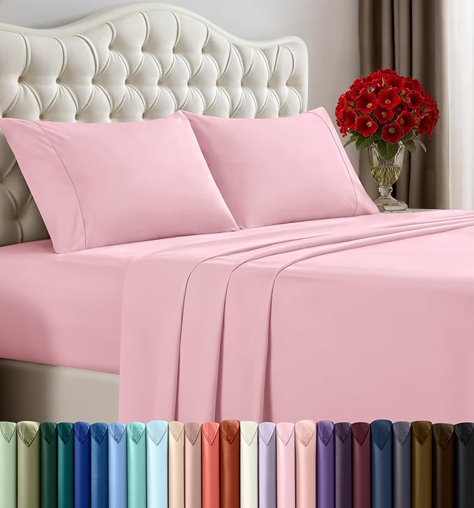 Utopia Bedding Full Bed Sheets Set - 4 Piece Bedding - Brushed Microfiber - Shrinkage and Fade Resistant - Easy Care (Full, Pink)
