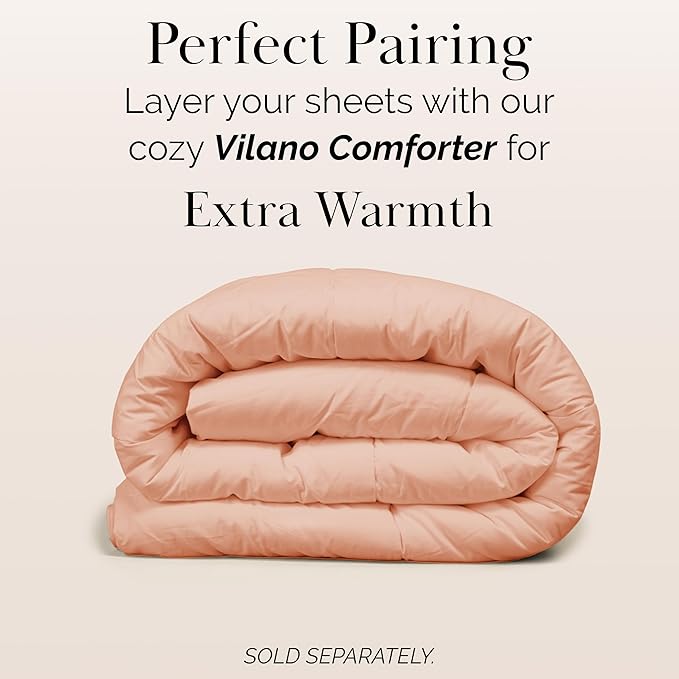 Southshore Fine Living, Inc. Pleated Hem, 4-Piece Full Sheet Set, 21-Inch Deep Pocket Bed Sheets Full Size Set, Machine Washable, Fitted Sheet, Oversized Flat, Pillow Cases Set of 2, Blush Sheets