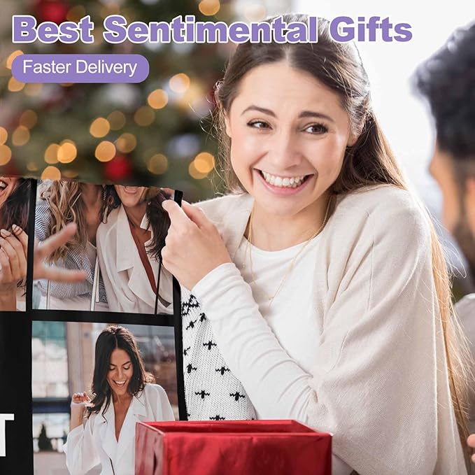 Picture Blanket Personalized Photo, 8 Photos Blanket Customize Custom Friendship Blanket Long Distance Friendship Gifts for Besties, Female, Soul Sister, BFF