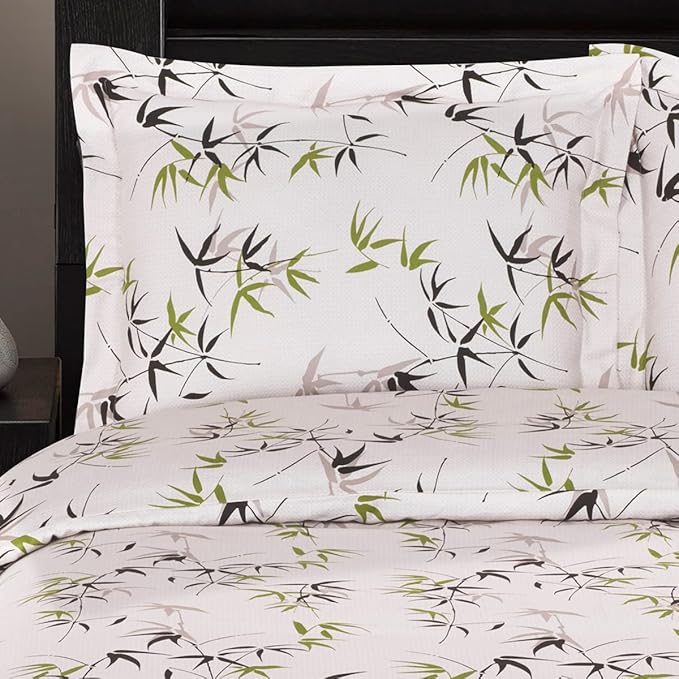 Royal Hotel Bedding Fern Floral 4-Piece Full/Queen Comforter Set, 100-Percent Cotton, 300-Thread-Count by Royal Hotel