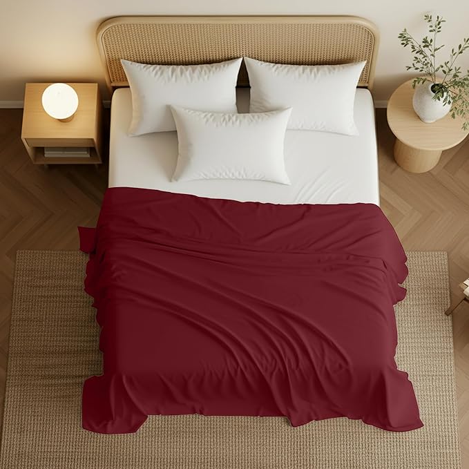 Utopia Bedding Flat Sheet - 1 Pack (Twin, Burgundy)- Soft Brushed Microfiber Fabric - Shrinkage & Fade Resistant Top Sheet - Easy Care Bed Sheet