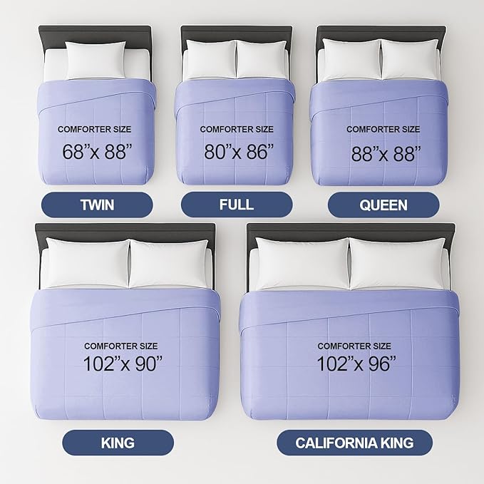 Cal King Size, Lavender Alternative Down Comforter - Warm, Lightweight & Breathable Hotel Quality Bedding for Men, Women, Kids & Teens - All Season Oversized Cooling Microfiber Duvet Insert Comforter
