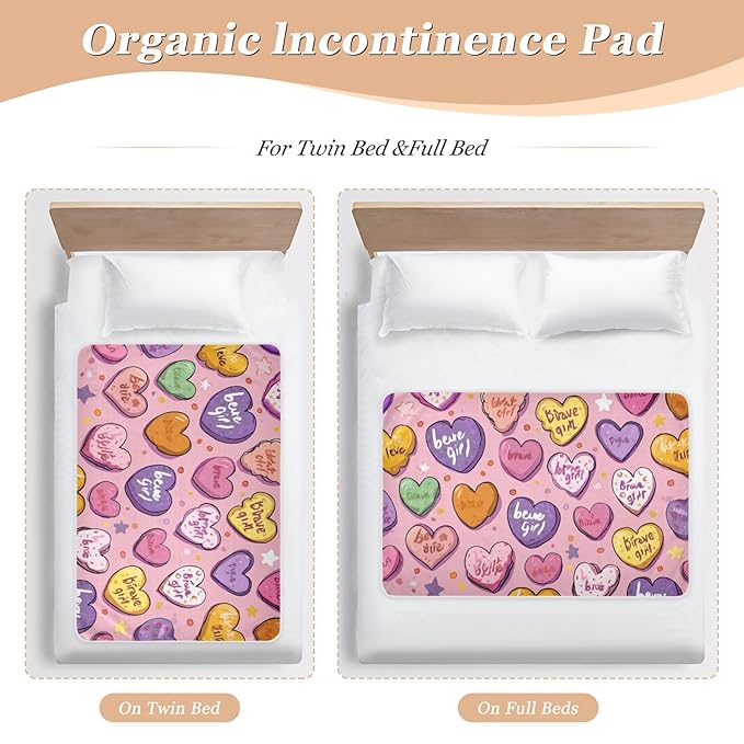 Waterproof Bed Pad Reusable Changing Pad Toddler Mattress Protector Large Pee Pad Baby Diaper Pad Soft Washable Liner Be Brave Girl Hearts Stars Dots