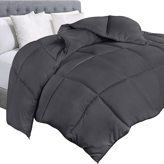 Utopia Bedding Comforter Duvet Insert, Quilted Comforter with Corner Tabs, Box Stitched Down Alternative Comforters Twin Size (Grey)