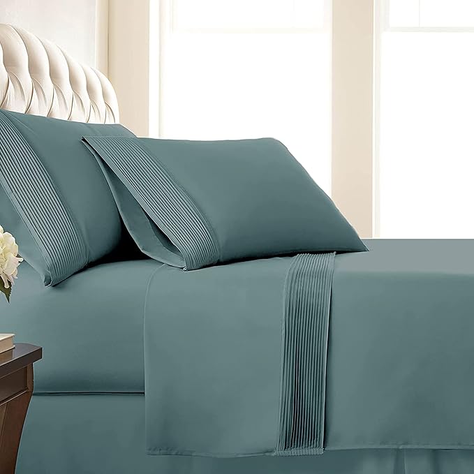 Southshore Fine Living Inc. Twin XL Bed Sheets 3-Piece Set | 21" Extra Deep Pocket with 1 Pillowcase | Hotel Luxury Quality | Easy Care Wrinkle-Free Bedsheet | Microfiber Bedsheets | Steal Blue (Teal)