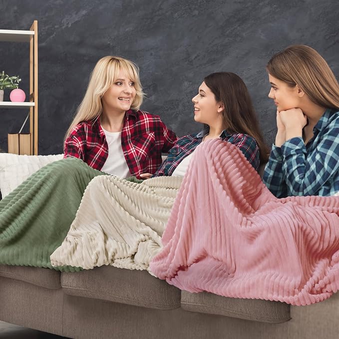 Buryeah 24 Pcs Flannel Throw Blanket Bulk 50 x 60 in Sleepover Blanket Outdoor Wedding Throw Lightweight, Oeko-tex Standard 100 Certified for Sofa Homeless Gifts (Sage Green,Ivory,Pink,Terracotta)