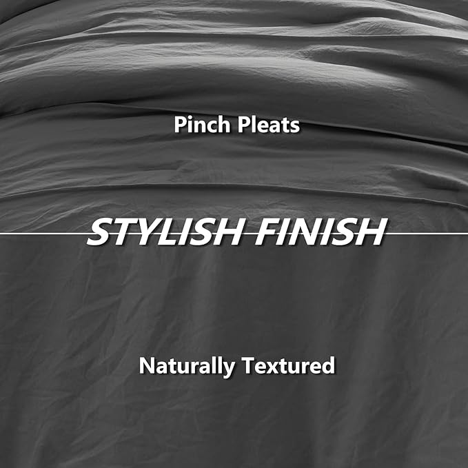 CozyLux King Size Comforter Set Dark Grey, 7 Pieces Soft Pinch Pleat Bed in a Bag King Comforter Set with Sheets, Boho Bed Set with Down Alternative Comforter, Sheets, Pillowcases & Shams