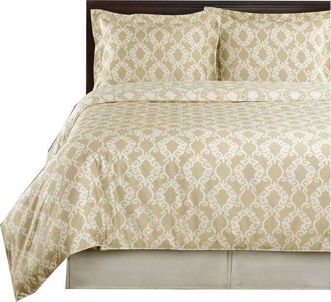 Royal Hotel Bedding Beige and Ivory Sierri 3 Piece Twin/Twin XL Comforter Set 100% Cotton 300 Thread Count