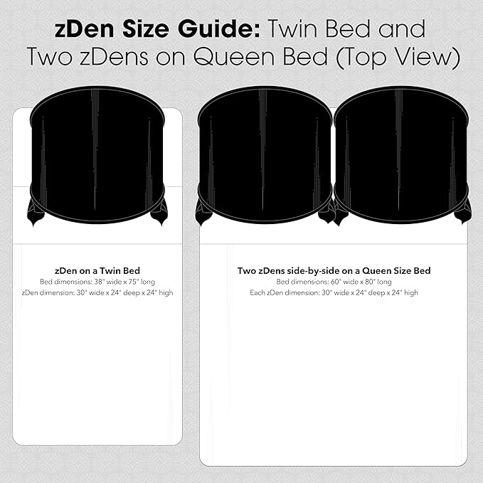 zDen The Original Patented Light-Blocking Luxury Sleep Den Bed Tent: Certified Non-Toxic Blackout Canopy to Improve Sleep Anytime, Anywhere. Perfect for Nightshift, Dorms, Travel, Naps and Relaxation