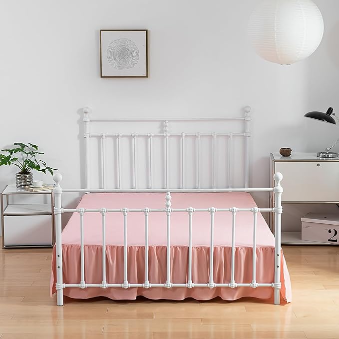 Bed Skirt Full Size Ruffled Bed Skirts with Split Corners, 14 Inch Drop Dust Ruffle Bed Skirt with Platform, 14 Inch, Peach