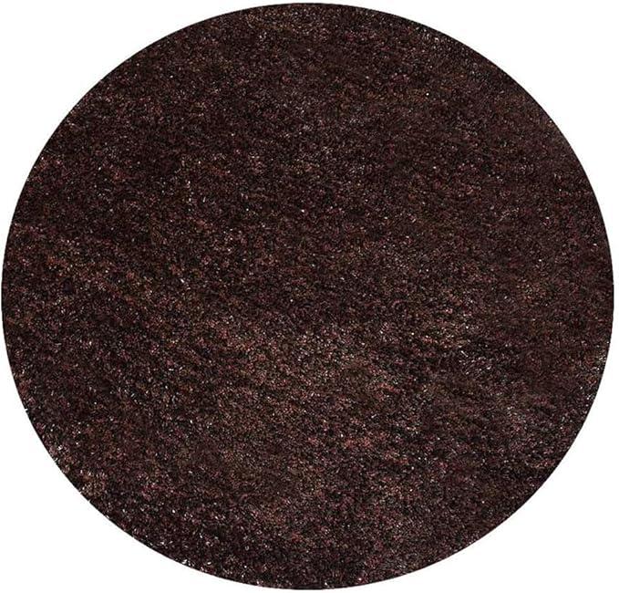 Hand Tufted SHAG Polyester ECO-Friendly Area Rugs - 8'x8', Round, Brown, Solid Plain Design, High Pile Thick Handmade Anti Skid Area Rugs for Living Room, Bed Room K00111