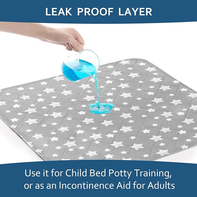 Waterproof Bed Pads Washable, Absorbent Chuck Pads Non Slip for Incontinence, Waterproof Mattress Protector for Seniors, Bedwetting Kids, Hospitals, Pets, 21"x22" 2 Pack