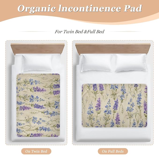 Waterproof Bed Pad Reusable Changing Pad Toddler Mattress Protector Large Pee Pad Baby Diaper Pad Soft Washable Liner Bluebonnet Lavender