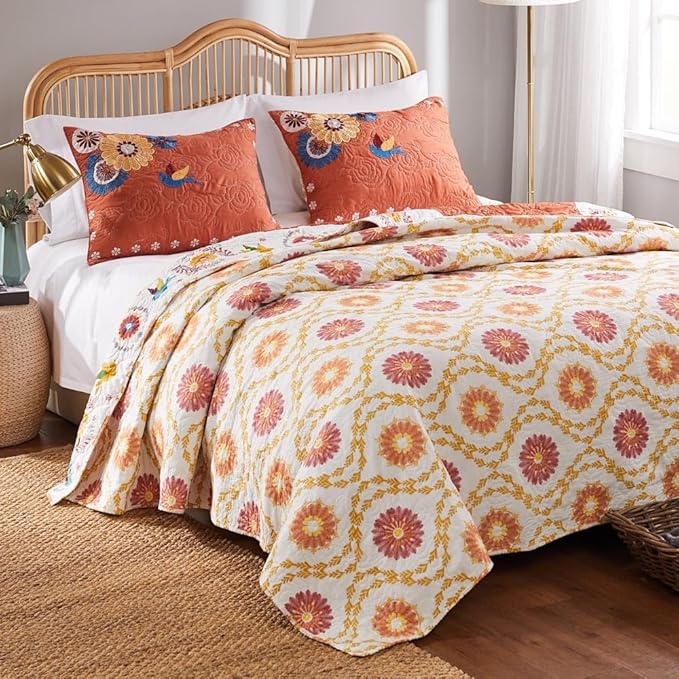 Greenland Home Barefoot Bungalow Topanga Quilt Set, 5-Piece Queen, Multi