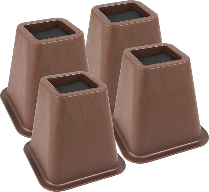 DEDU Bed Risers 6 Inch Heavy Duty 4 Pack, Furniture Risers for Sofas Oversized, Couch Risers with Non-Slip Pad Supports Up to 2200 Lbs for Bed, Desk, Chair (Tobacco)