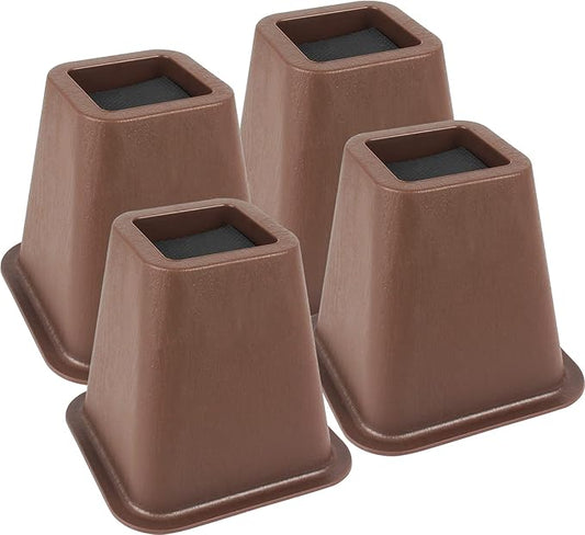 DEDU Bed Risers 6 Inch Heavy Duty 4 Pack, Furniture Risers for Sofas Oversized, Couch Risers with Non-Slip Pad Supports Up to 2200 Lbs for Bed, Desk, Chair (Tobacco)