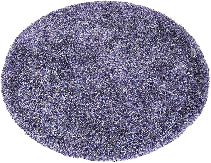 Hand Tufted SHAG Polyester ECO-Friendly Area Rugs - 10'x10', Round, Blue White, Solid Plain Design, High Pile Thick Handmade Anti Skid Area Rugs for Living Room, Bed Room K00111