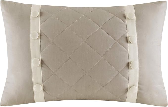 Madison Park Breanna 100% Cotton Fitted Bedspread Classic Traditional Design All Season, Lightweight, Bedding Set, Matching Shams, Queen(60" x80+24D), Diamond Quilted Khaki 4 Piece