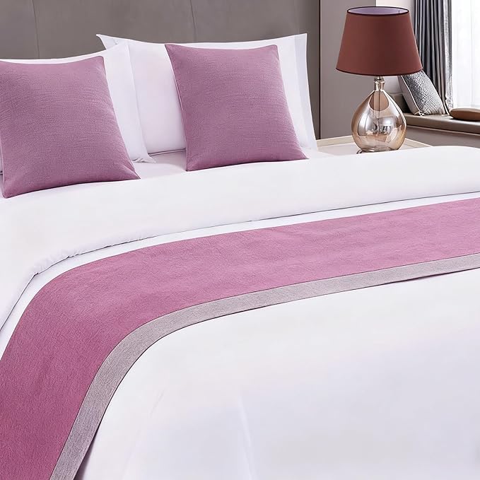 Patchwork Bed Runner King Lavender and Grey Bed Scarf for King Purple Durable Reversible Quilted Runner Decorative for Hotel Bedroom (95 x 20 in, 1 Piece)