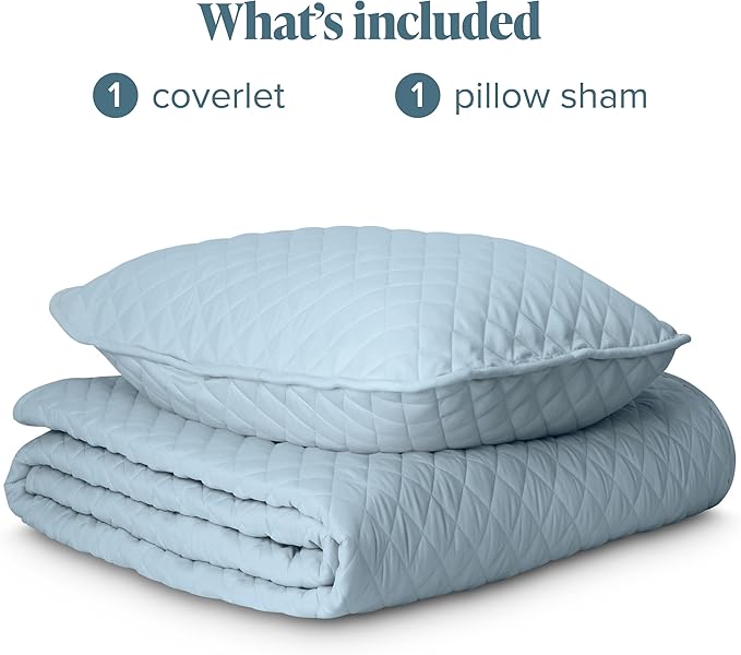 Bare Home Coverlet Set - Twin/Twin Extra Long - Lightweight Bed Decor - Comforter Alternative - All-Season Quilted Bedspread (Twin/Twin XL, Light Blue)