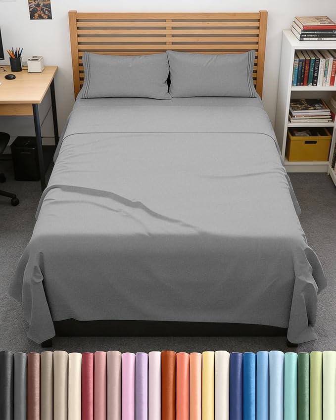 Full XL Size 4 Piece Sheet Set - Comfy Breathable & Cooling Bed Sheets Set - Hotel Luxury Bedding for Women, Men, Kids, Teens, Boys & Girls - Deep Pockets & Wrinkle Free - Oeko-Tex - Heathered Grey
