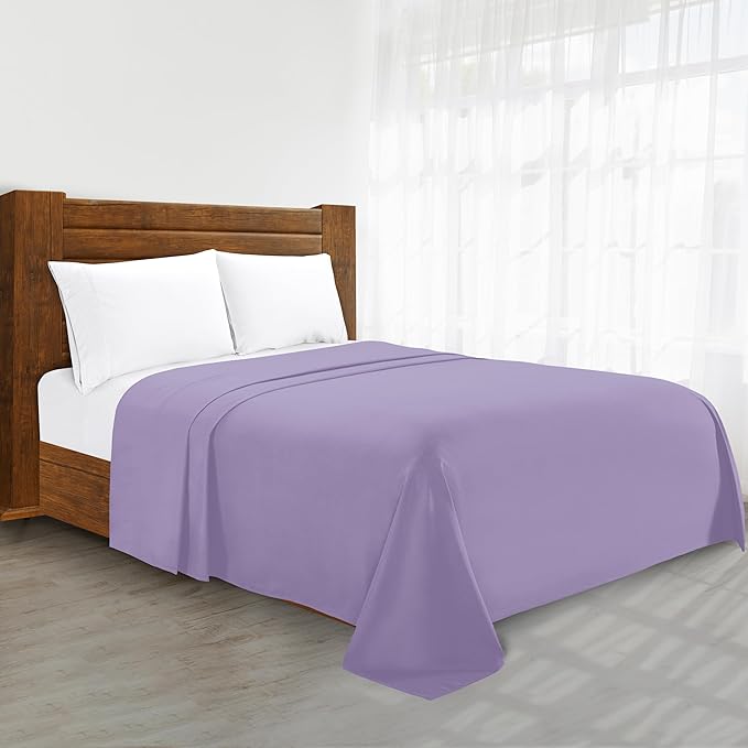 Luxury Flat Sheet on Amazon Elegant Comfort Wrinkle-Free 1500 Premier Hotel Quality 1-Piece Flat Sheet, Twin/Twin XL Size, Lilac