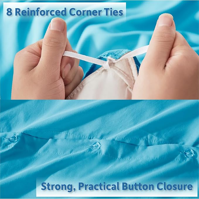 Nestl Bright Blue Duvet Cover Full Size - Soft Double Brushed Full Size Duvet Cover Set, 3 Piece, with Button Closure, 1 Duvet Cover 80x90 inches and 2 Pillow Shams