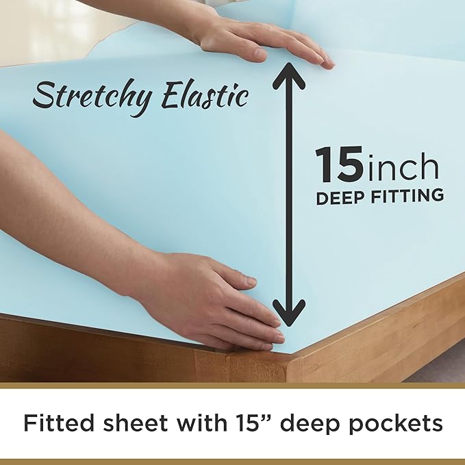 Twin XL 100% Microfiber Double Brushed Sheet Set - Extra-Soft & Wrinkle-Free - 15" Deep Pockets, 39" x 80" - Ideal for Dorms, Hospitals & Split King Beds - 3 PC Set (Twin XL, Mint Blue)