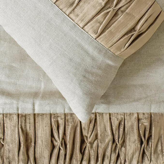 The HomeCentric King/Queen/Twin Brown Decorative Twin 53"x18" Bed Runner Without Pillow Cover, Patchwork, Pintucks Bed Scarf on Velvet Fabric - Cascade Pleats