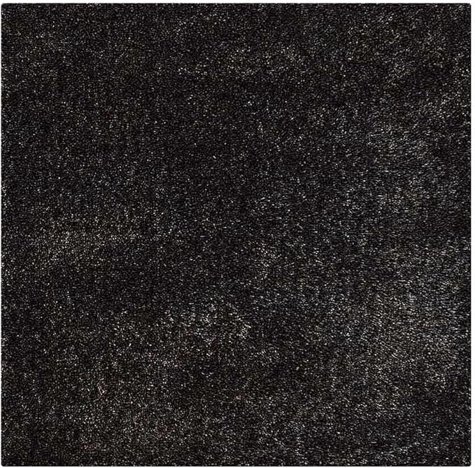 Hand Tufted SHAG Polyester ECO-Friendly Area Rugs - 10'x10', Square, Silver Black, Solid Plain Design, High Pile Thick Handmade Anti Skid Rugs for Living Room, Bed Room K00111