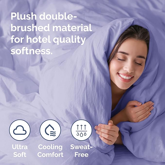 Duvet Cover Full Size - Extra Soft Full Size Duvet Cover - Lightweight, Breathable & Cozy - Easy Care & Fade Free with Zipper Closures & Ties - 80" x 90" Inches - (Lavender) Comforter Not Included
