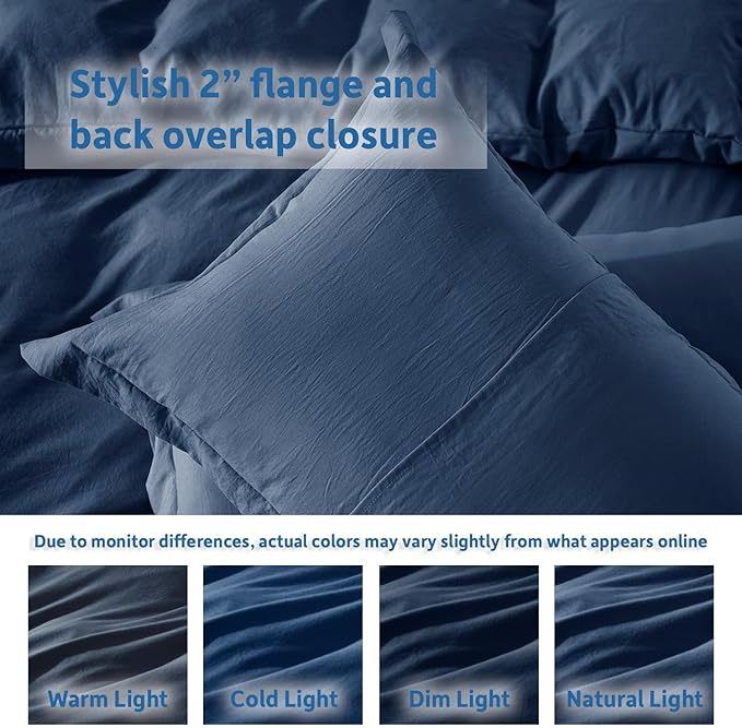 Nestl Navy Blue Duvet Cover King Size - Soft Prewashed King Duvet Cover Set, 3 Piece, with Zipper Closure, 1 Duvet Cover 104x90 inches and 2 Pillow Shams