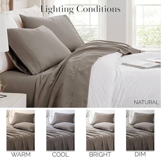 Southshore Fine Living, Inc. Deep Pocket Full size bed sheets set with 21" Deep Full Fitted Sheet, Pillow Cases Standard Size Set of 2 | Hotel Luxury Quality | Easy Care Microfiber Sheets | Dark Taupe